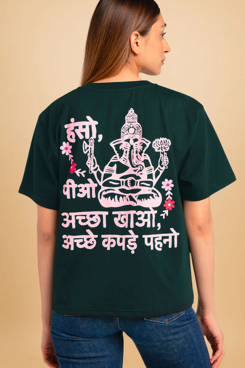 T-shirt Titya vert et rose