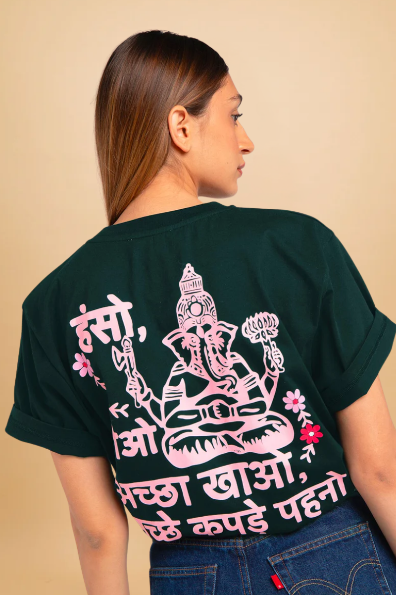 T-shirt Titya vert et rose