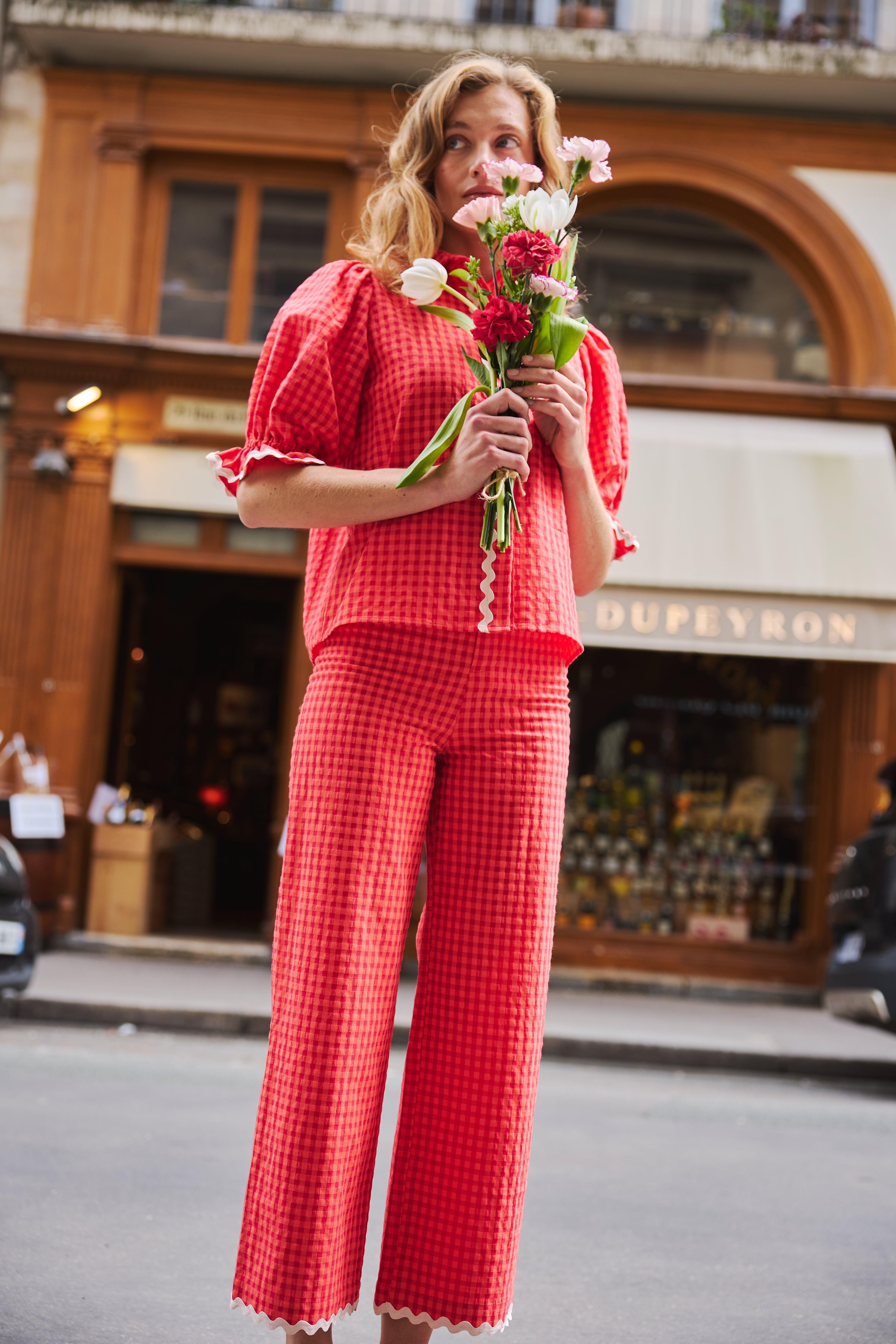PANTALON GEORGIA CARREAUX ROUGES