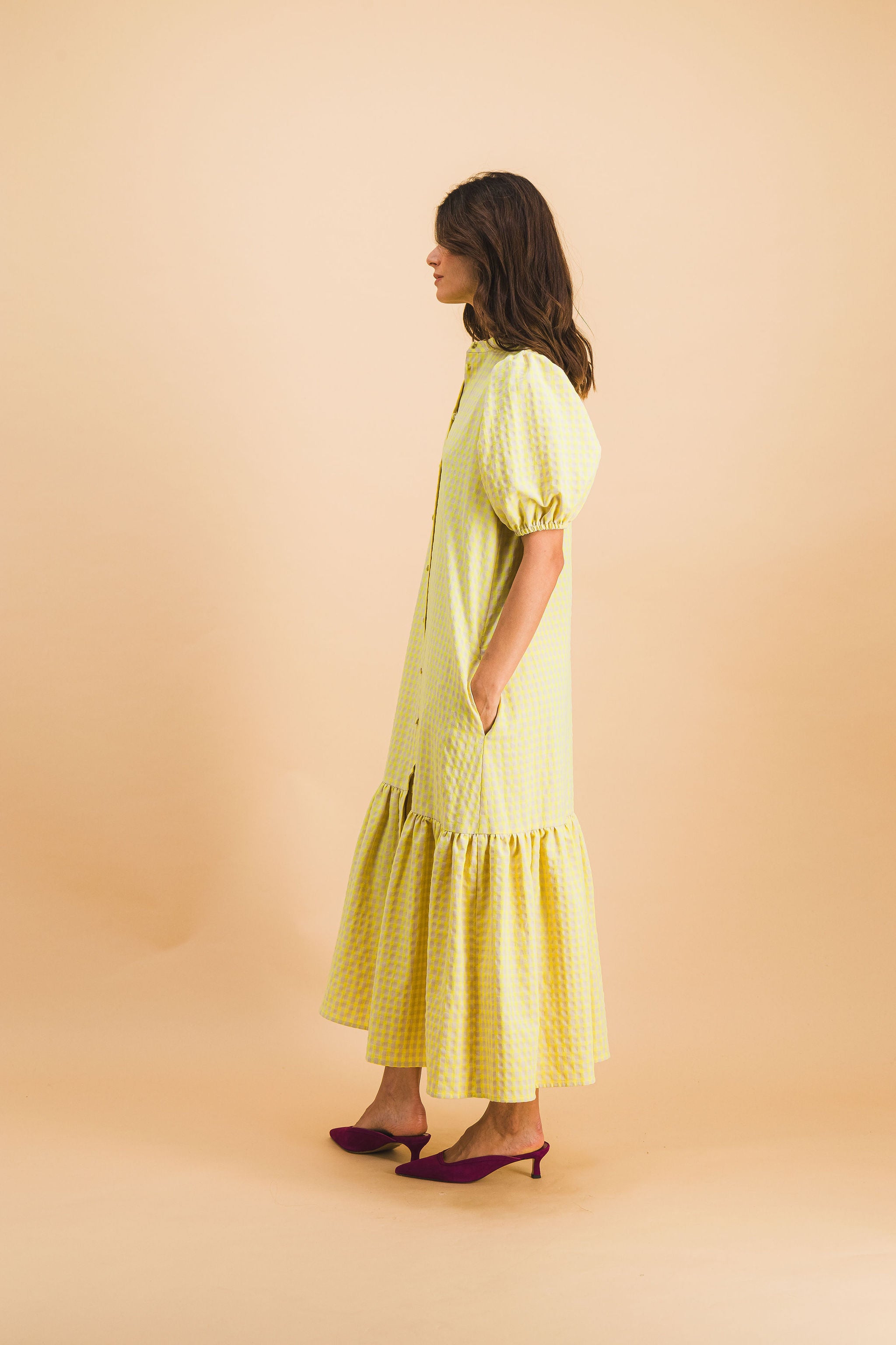 ROBE CLEMENCE CARREAUX JAUNE