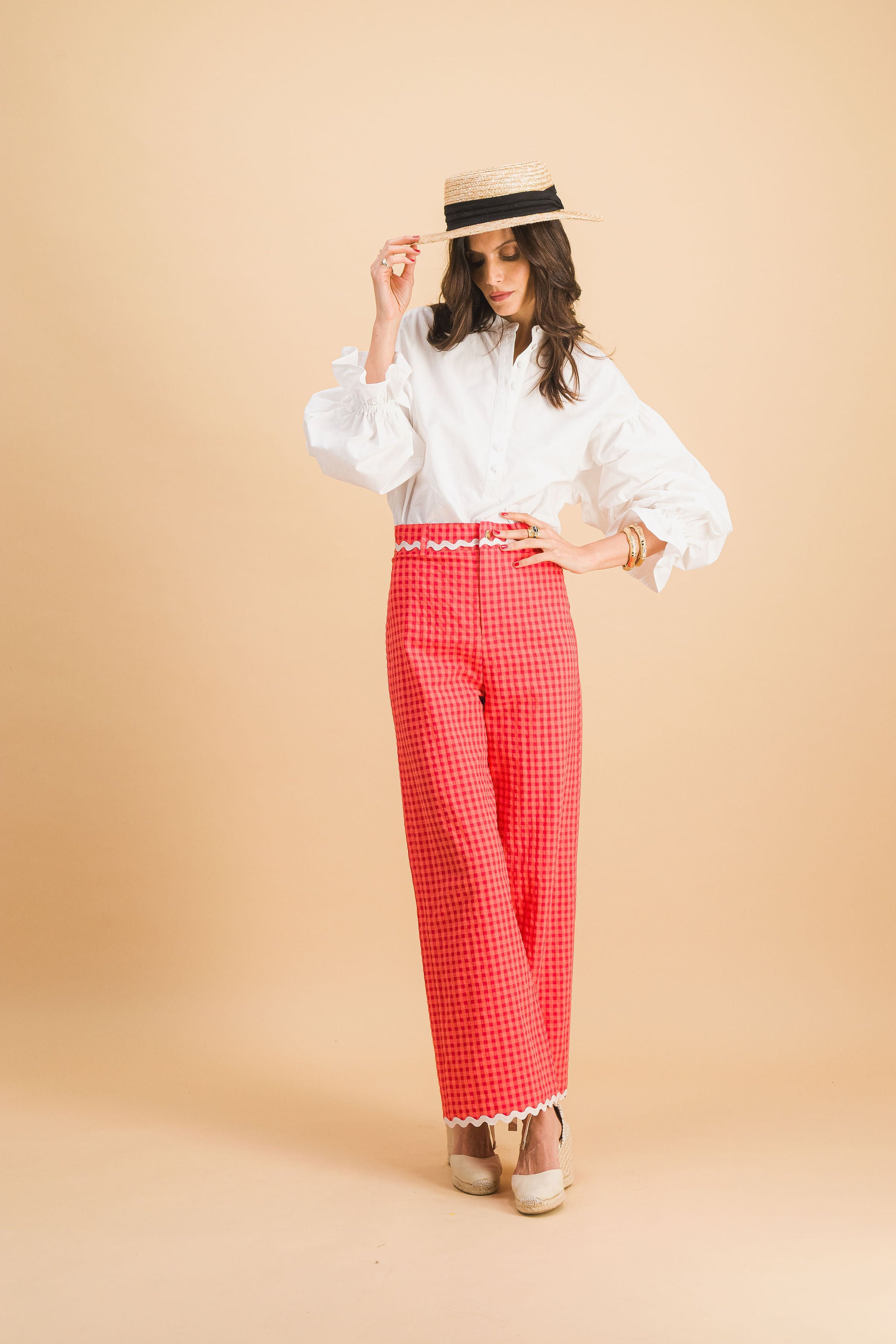 PANTALON GEORGIA CARREAUX ROUGES