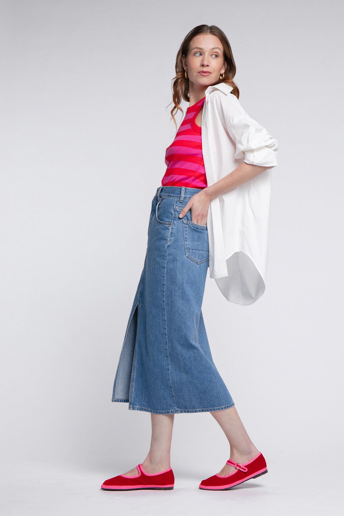 Top Abie Stripes Pink and Red