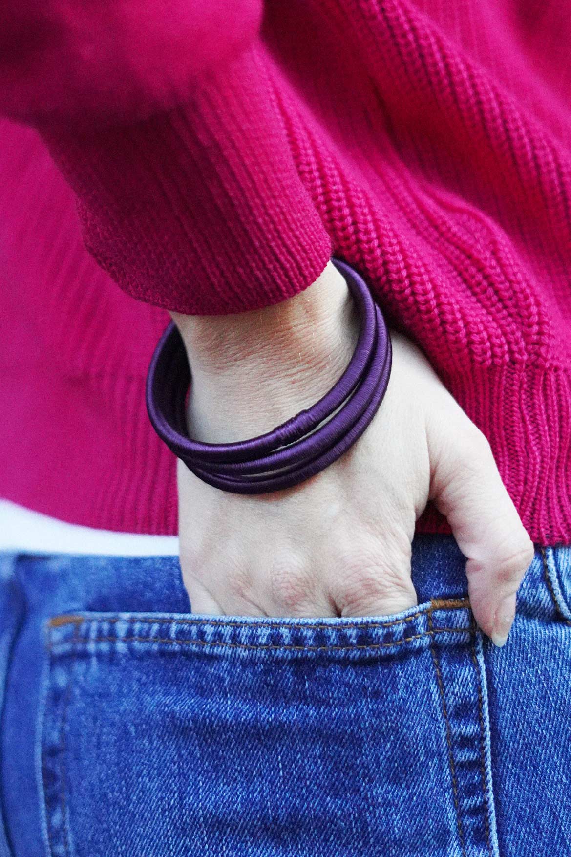 Jonc en fibre de soie végétale prune