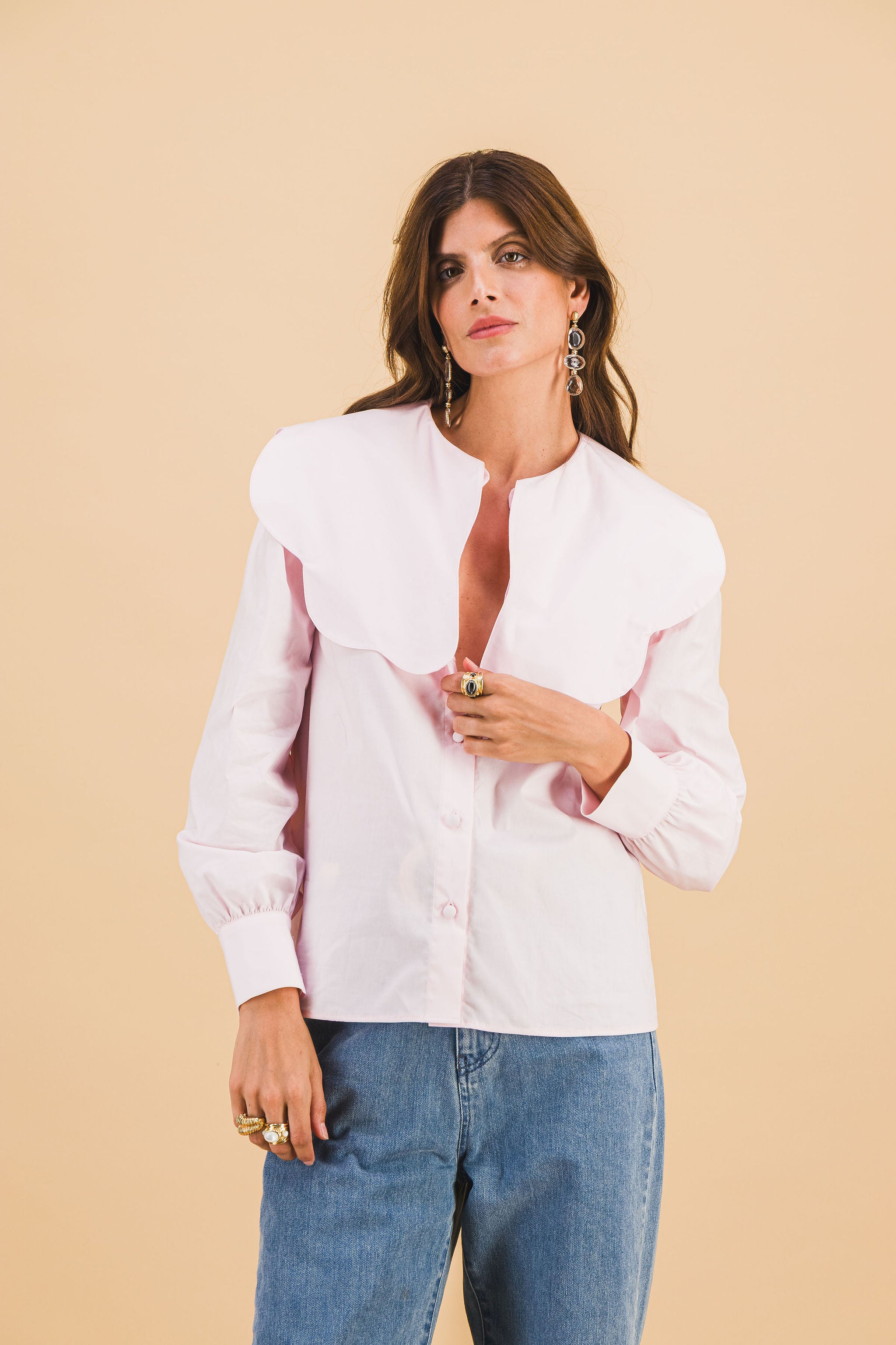 Chemise Col Rose Pâle