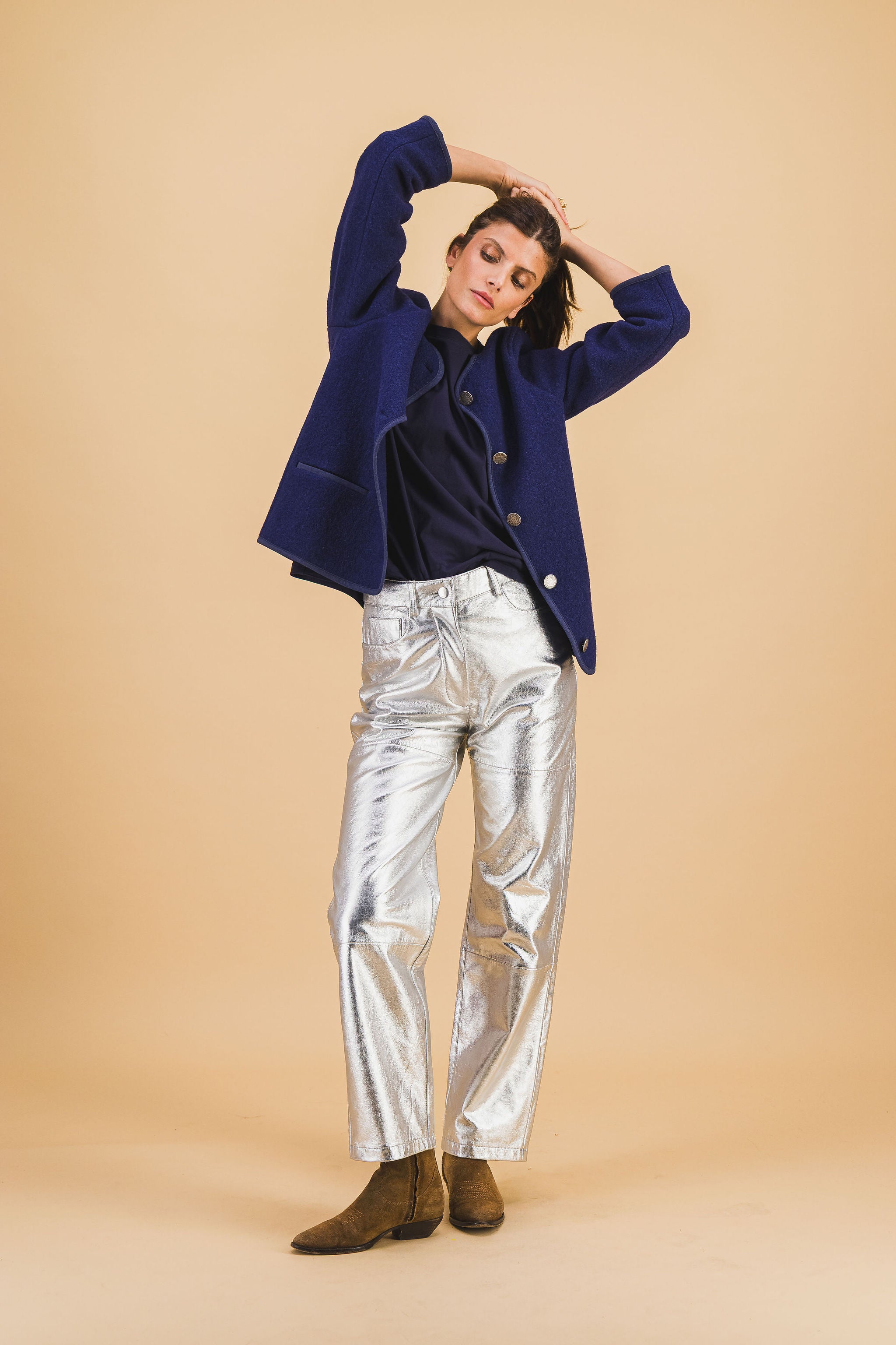 Camille silver leather pants