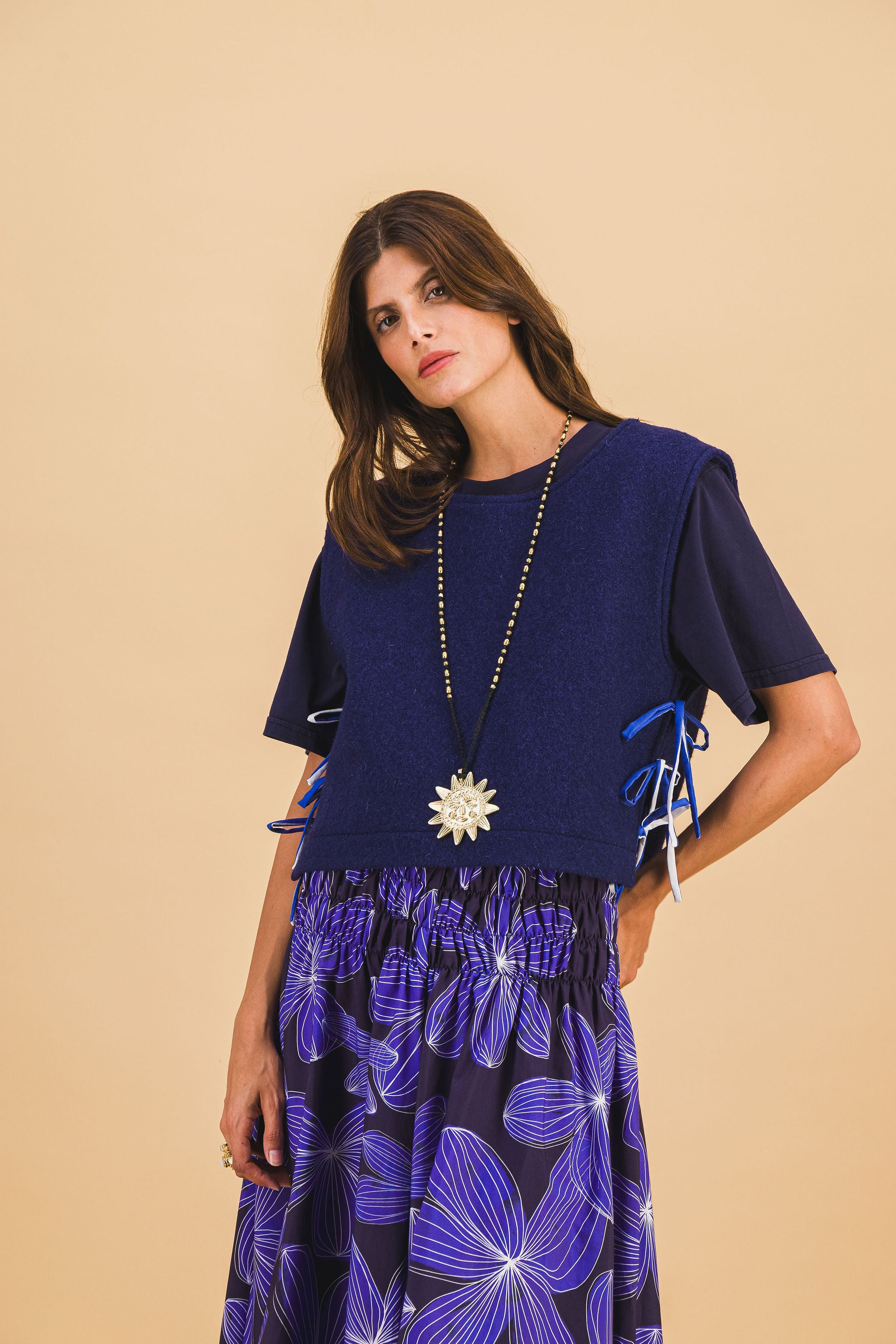 Top en laine Tiana marine