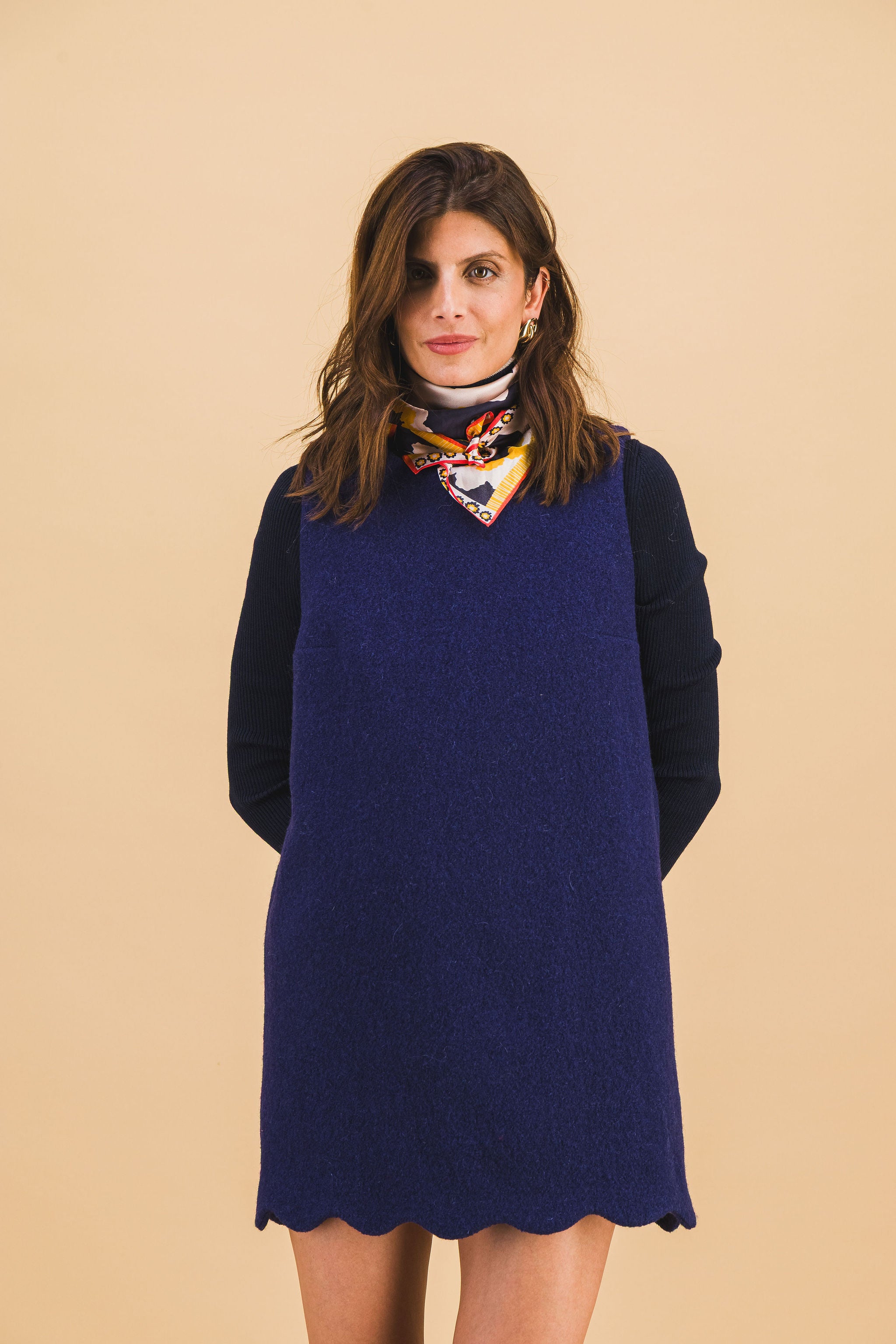 Jane Wavy Navy Blue Dress