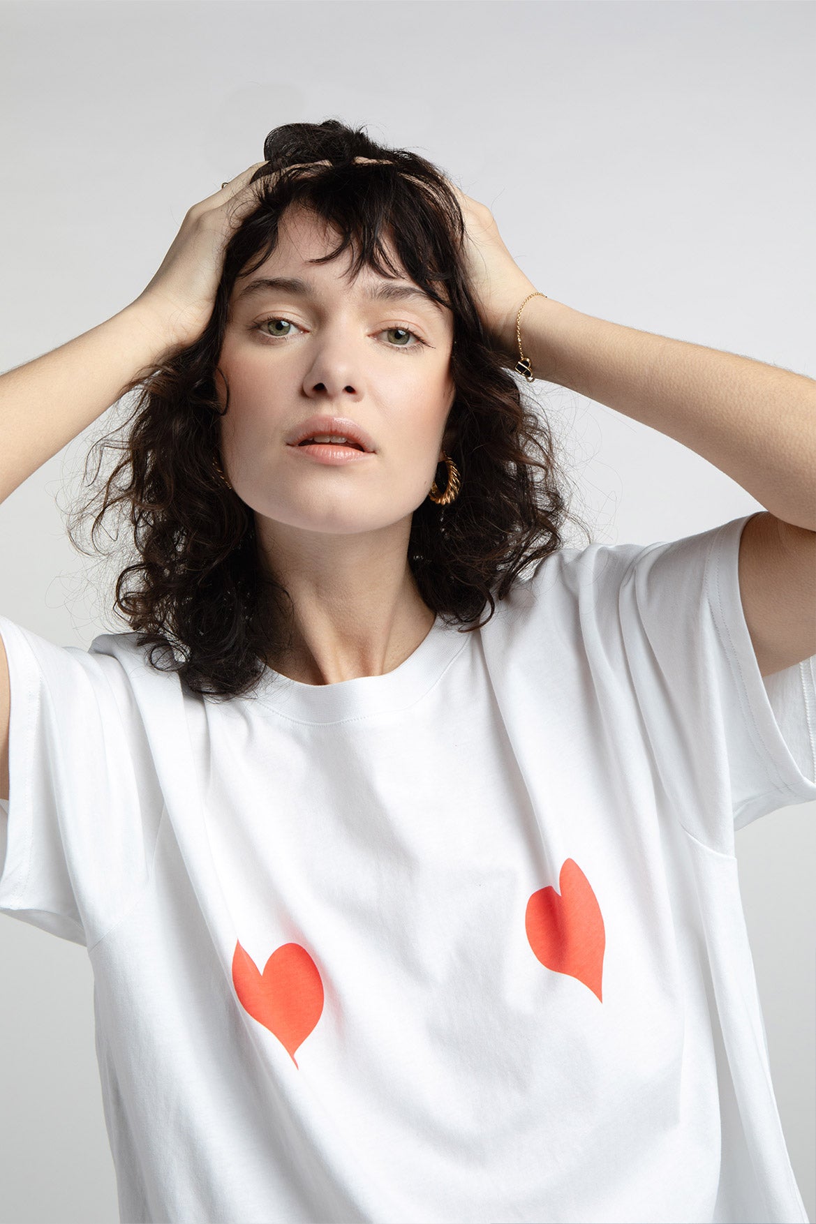 T-shirt Lolita cœurs rouges