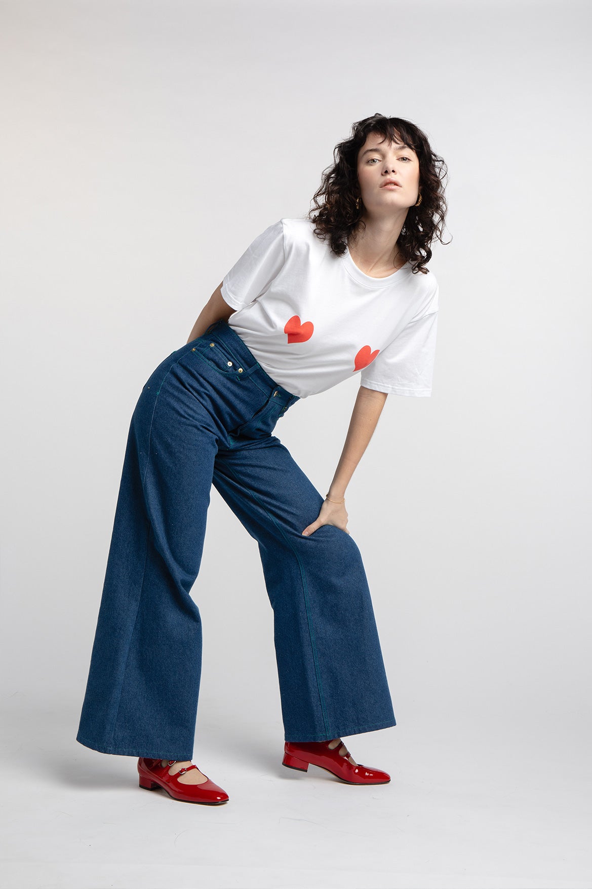 T-shirt Lolita cœurs rouges