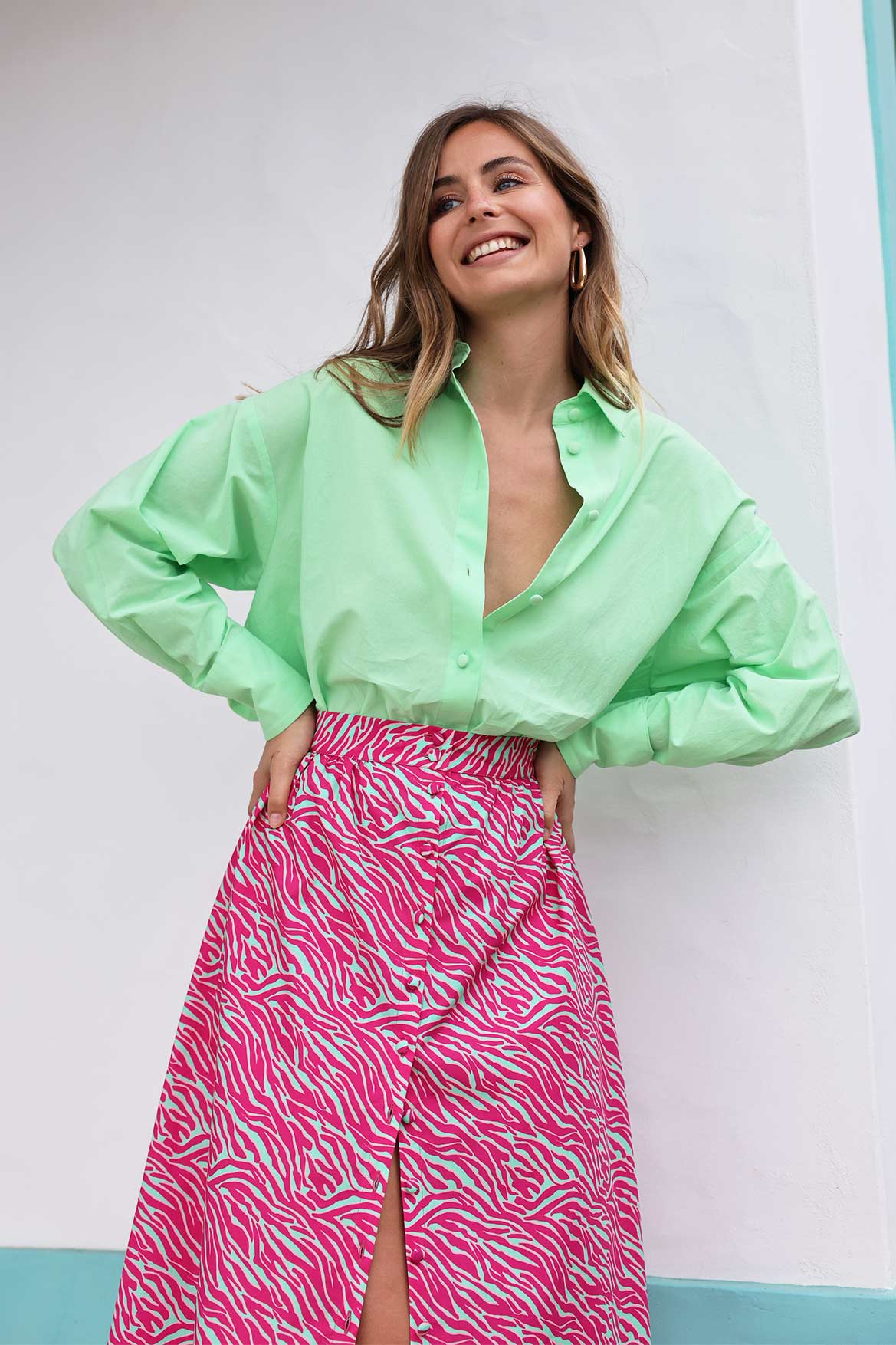 Ensemble Elise Chalmin : jupe et chemise Electric Summer coton bio