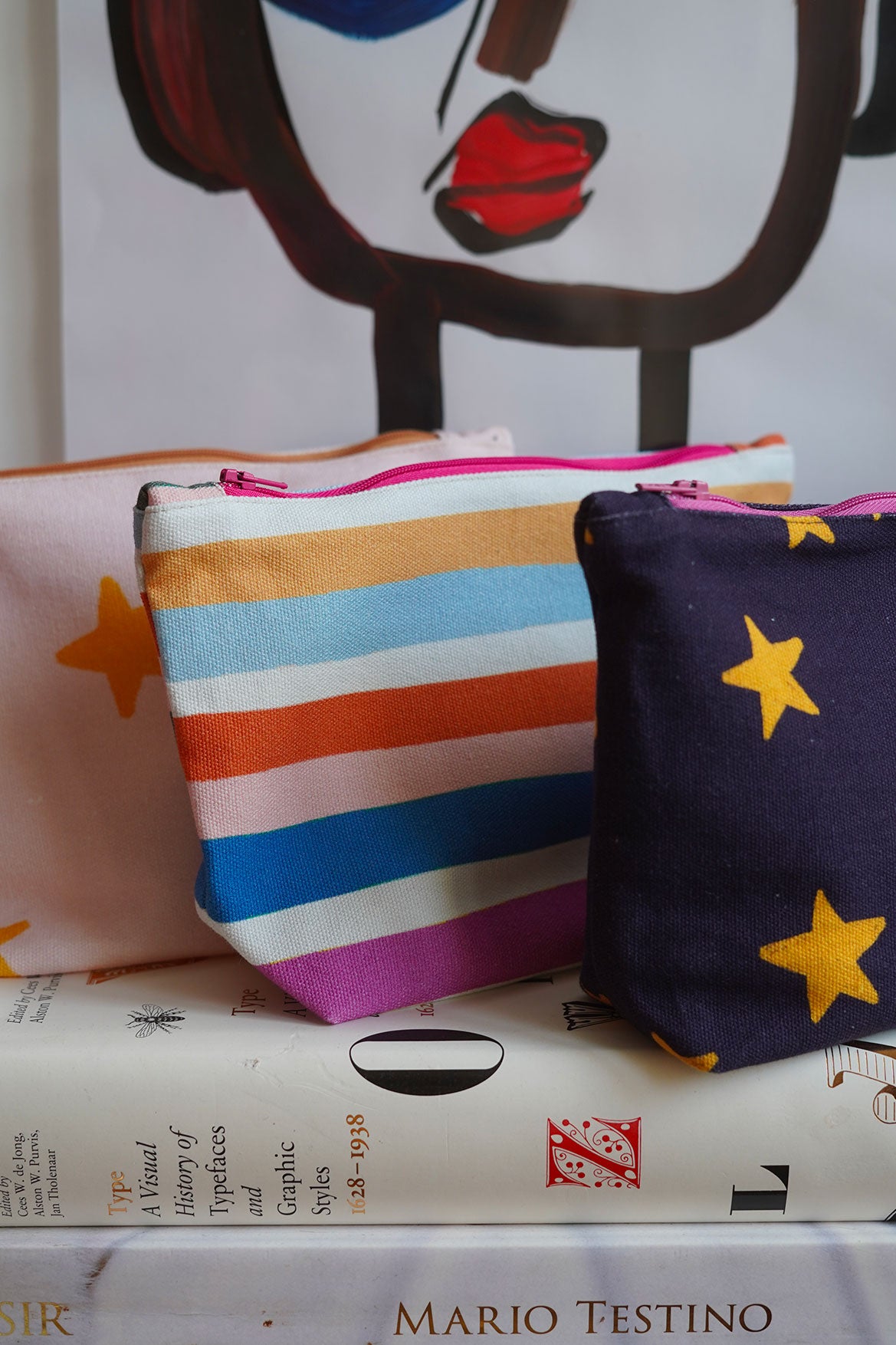 Trousse à rayures grand modèle