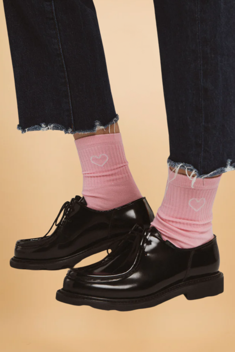 Chaussettes Marcel rose coeur