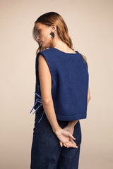 Tiana navy wool top