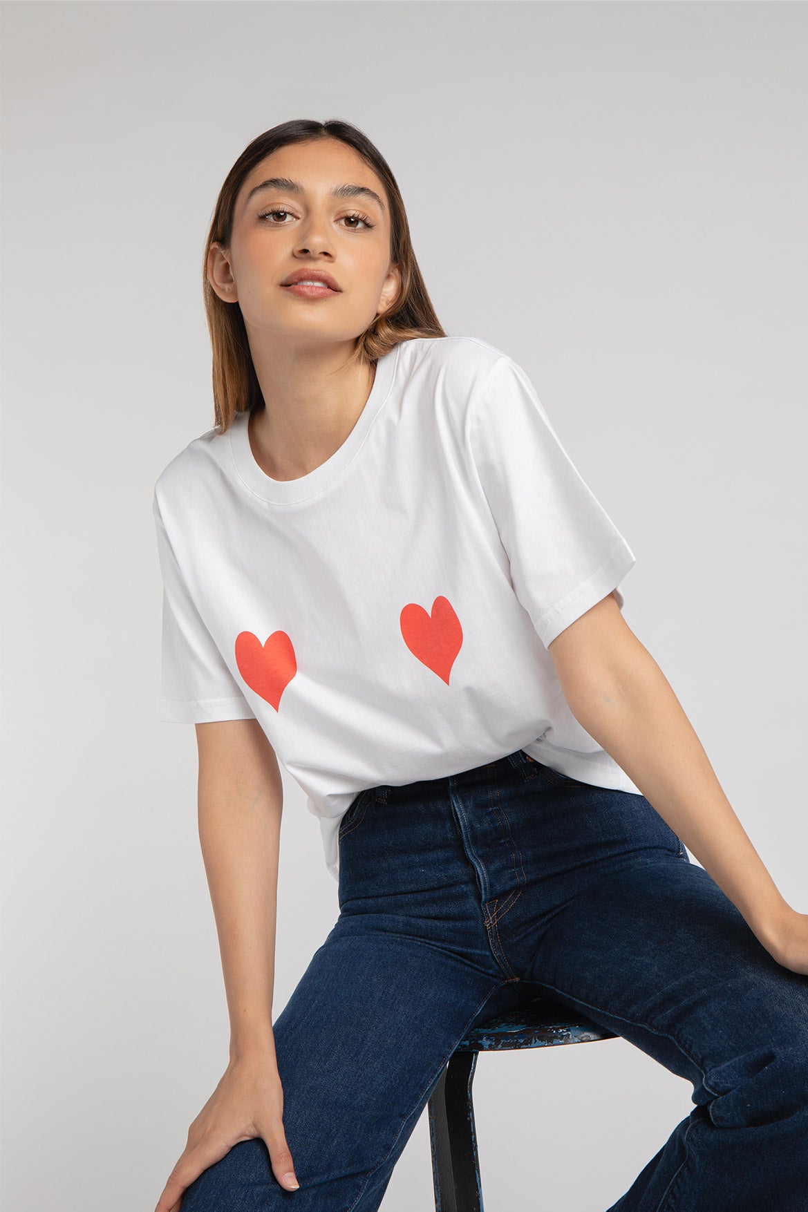 T-shirt Lolita cœurs rouges