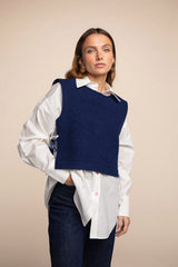 Tiana navy wool top