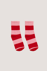 Chaussettes Marcel rayures rose et rouge