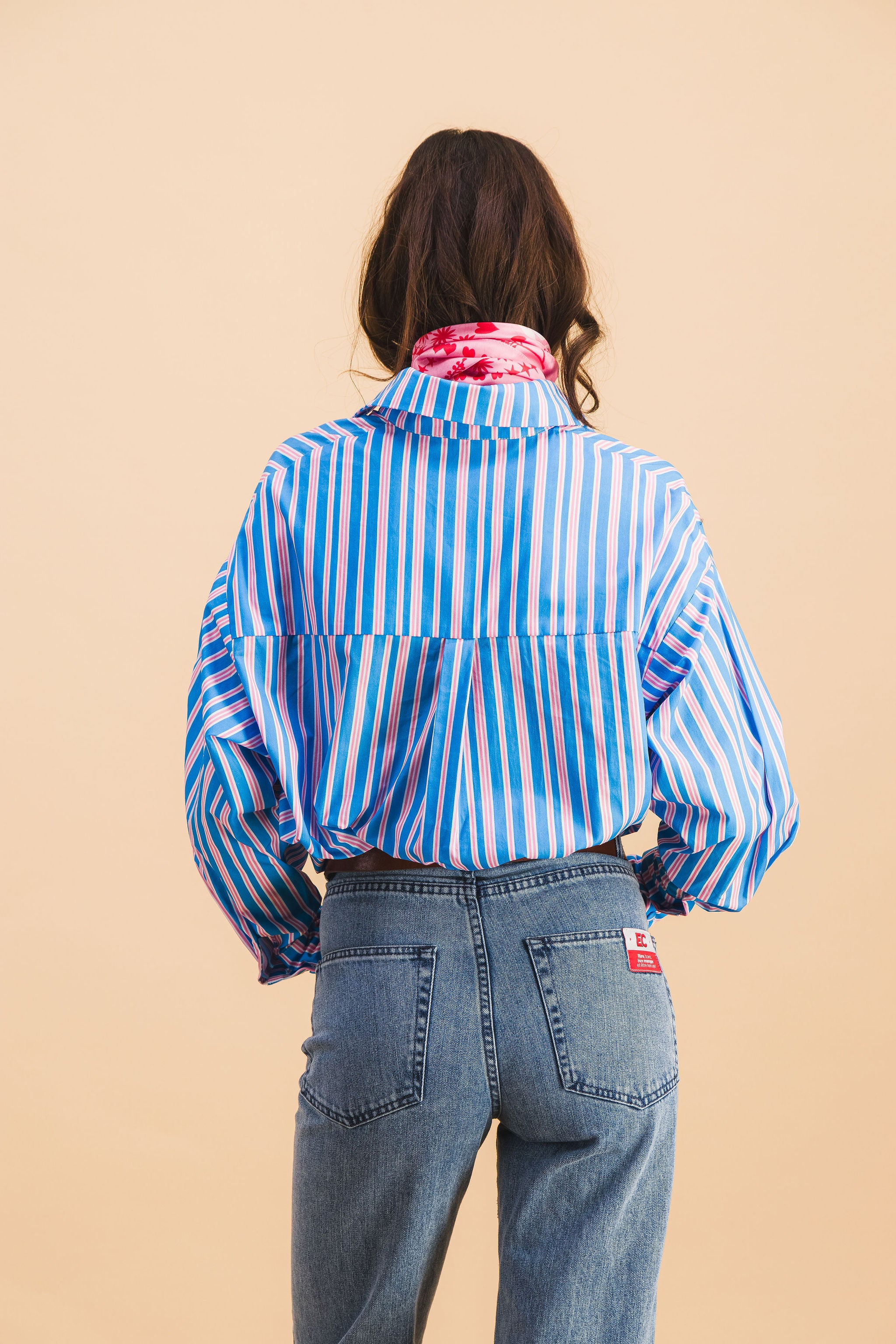 CHEMISE DONA STRIPES BLEU ET ROSE