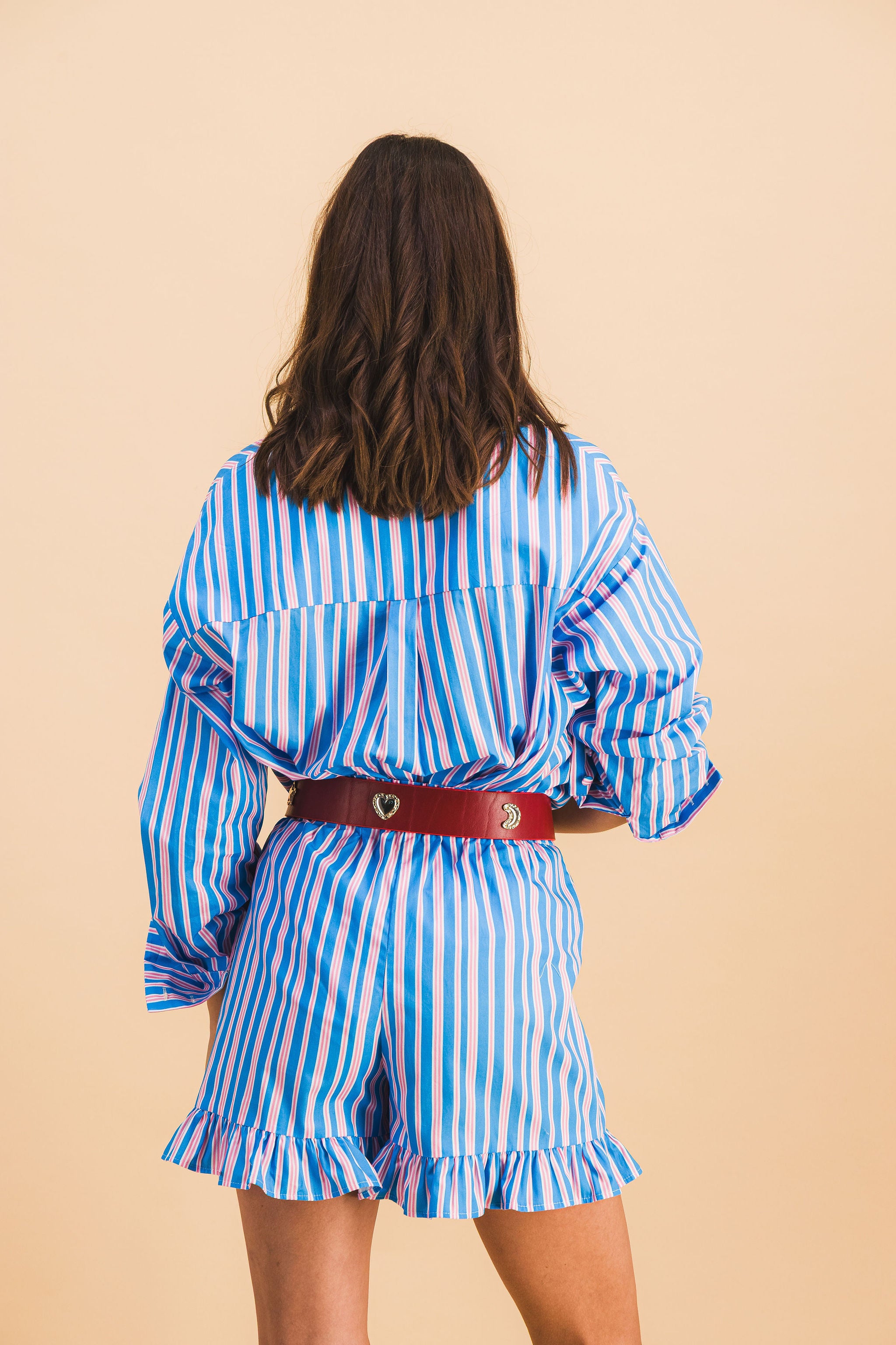 SHORT DARIO STRIPES BLEU ET ROSE