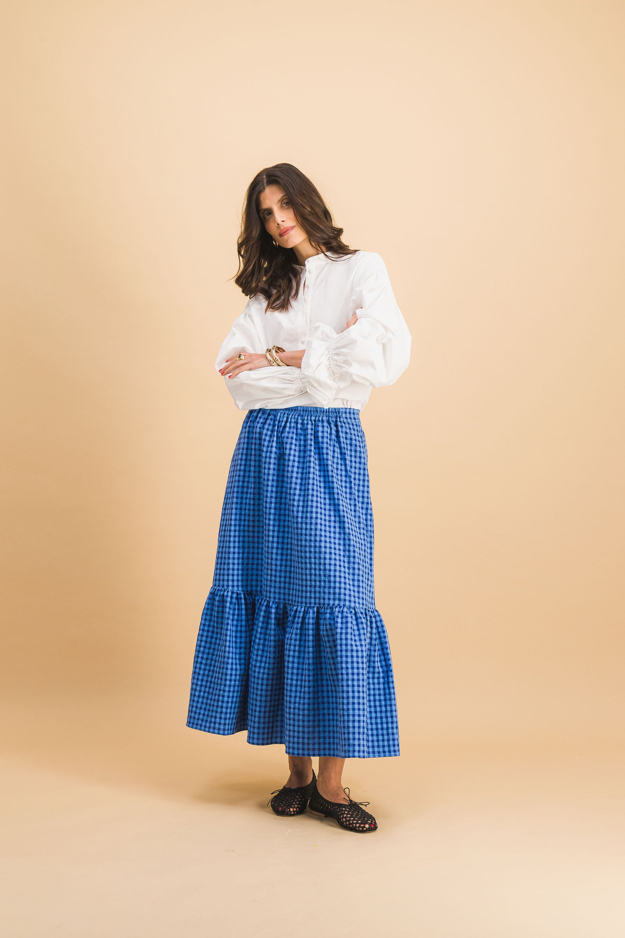 JUPE CLEM CARREAUX BLEU