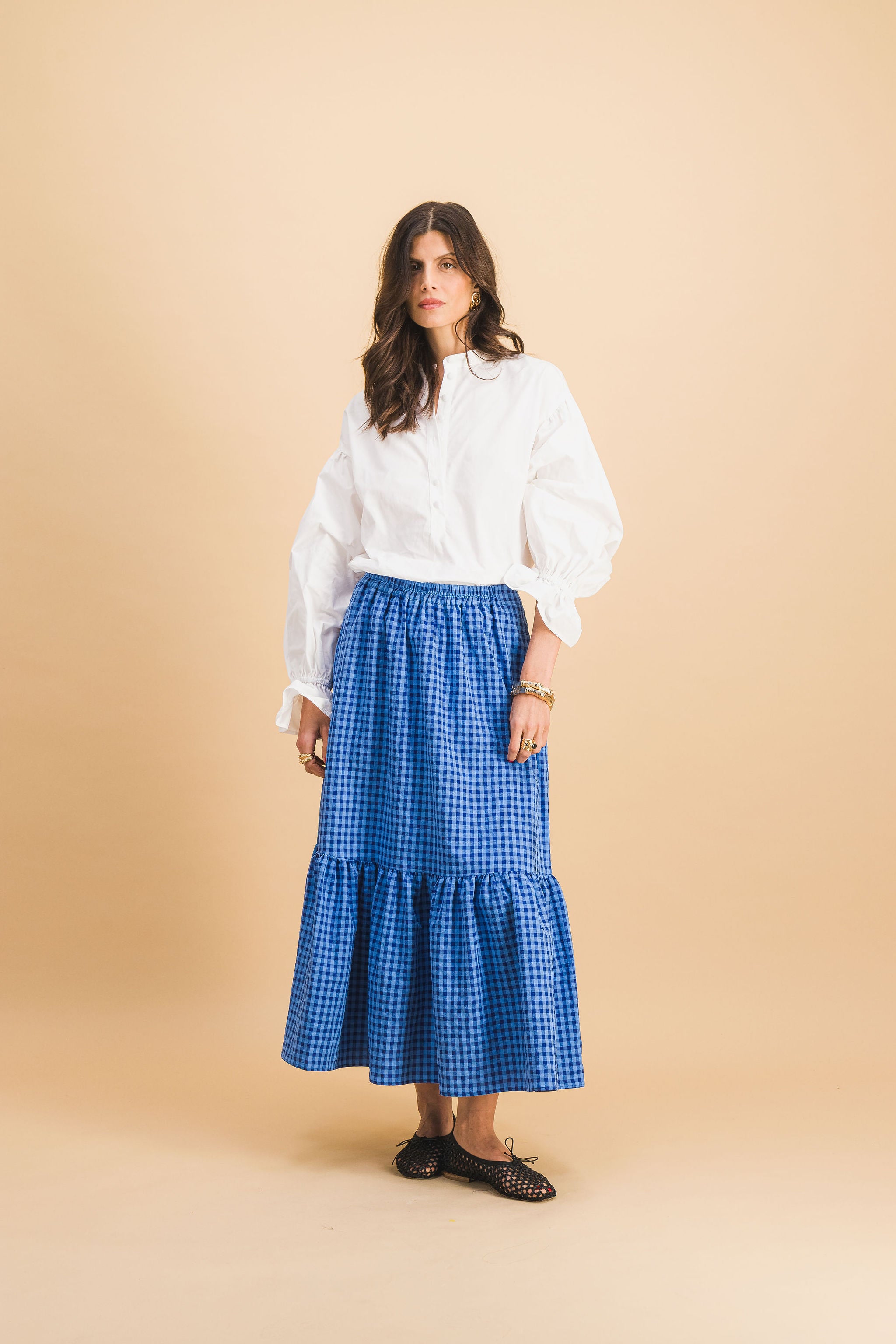 JUPE CLEM CARREAUX BLEU