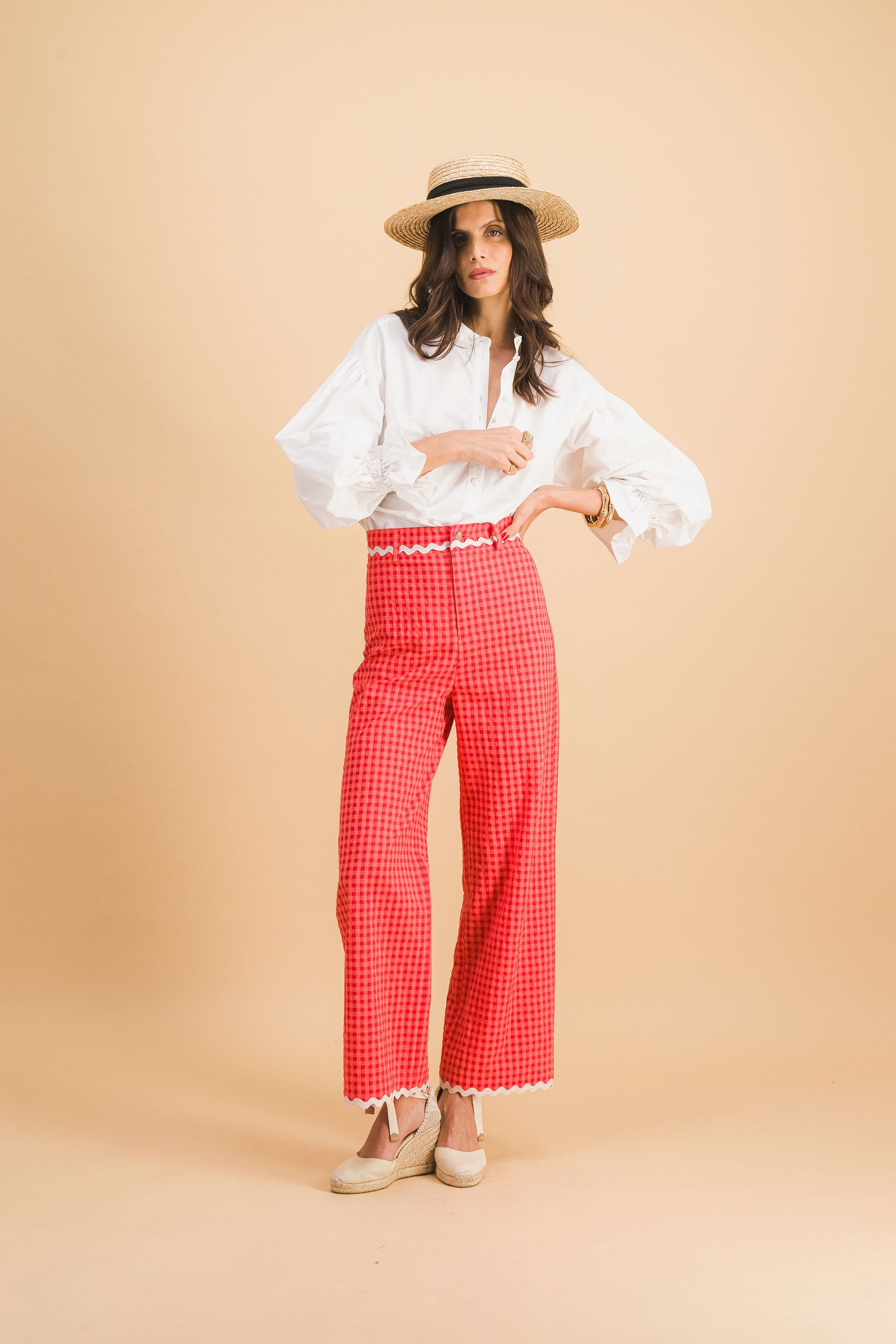 PANTALON GEORGIA CARREAUX ROUGES