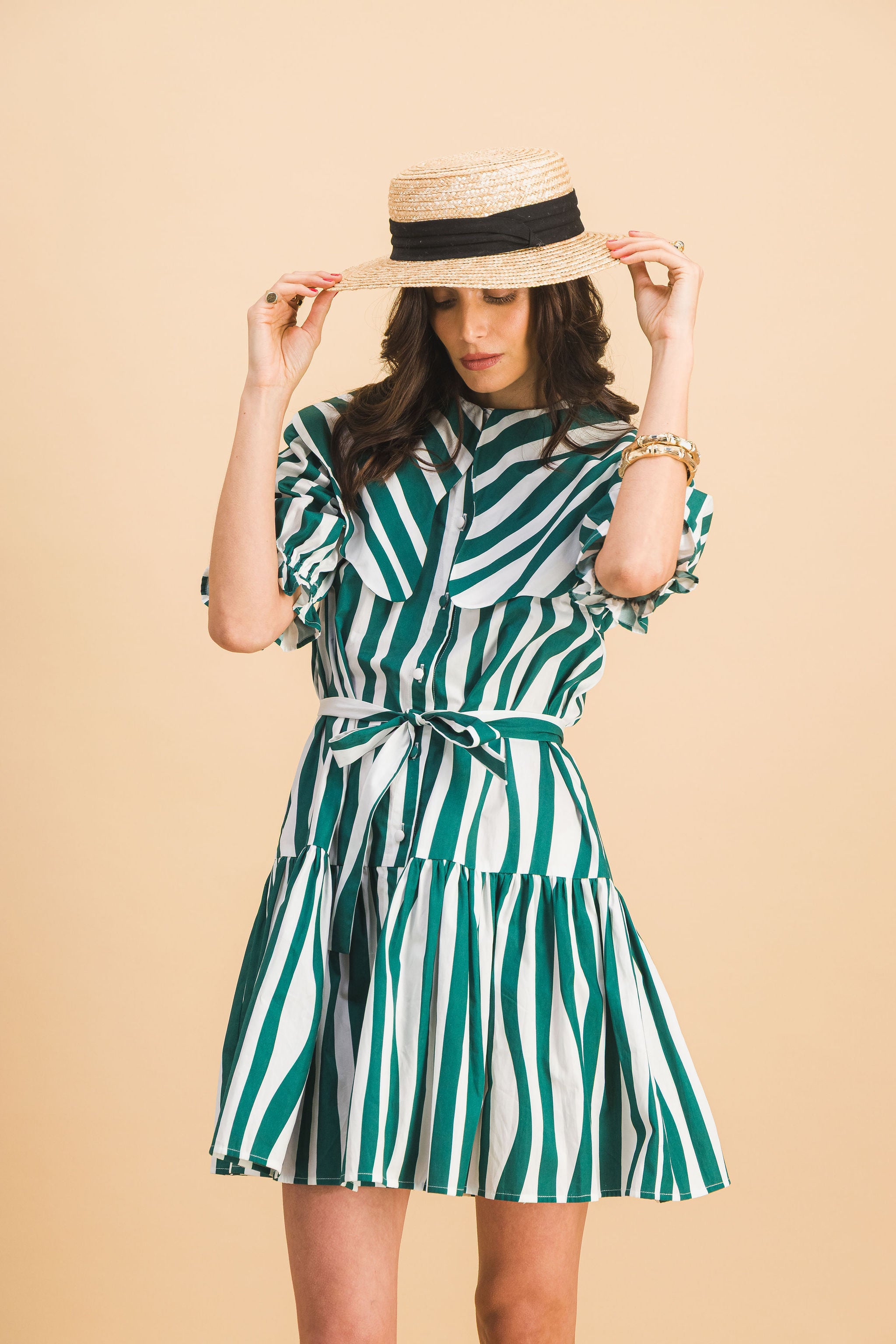 ROBE CHLOEBE GREEN LINES