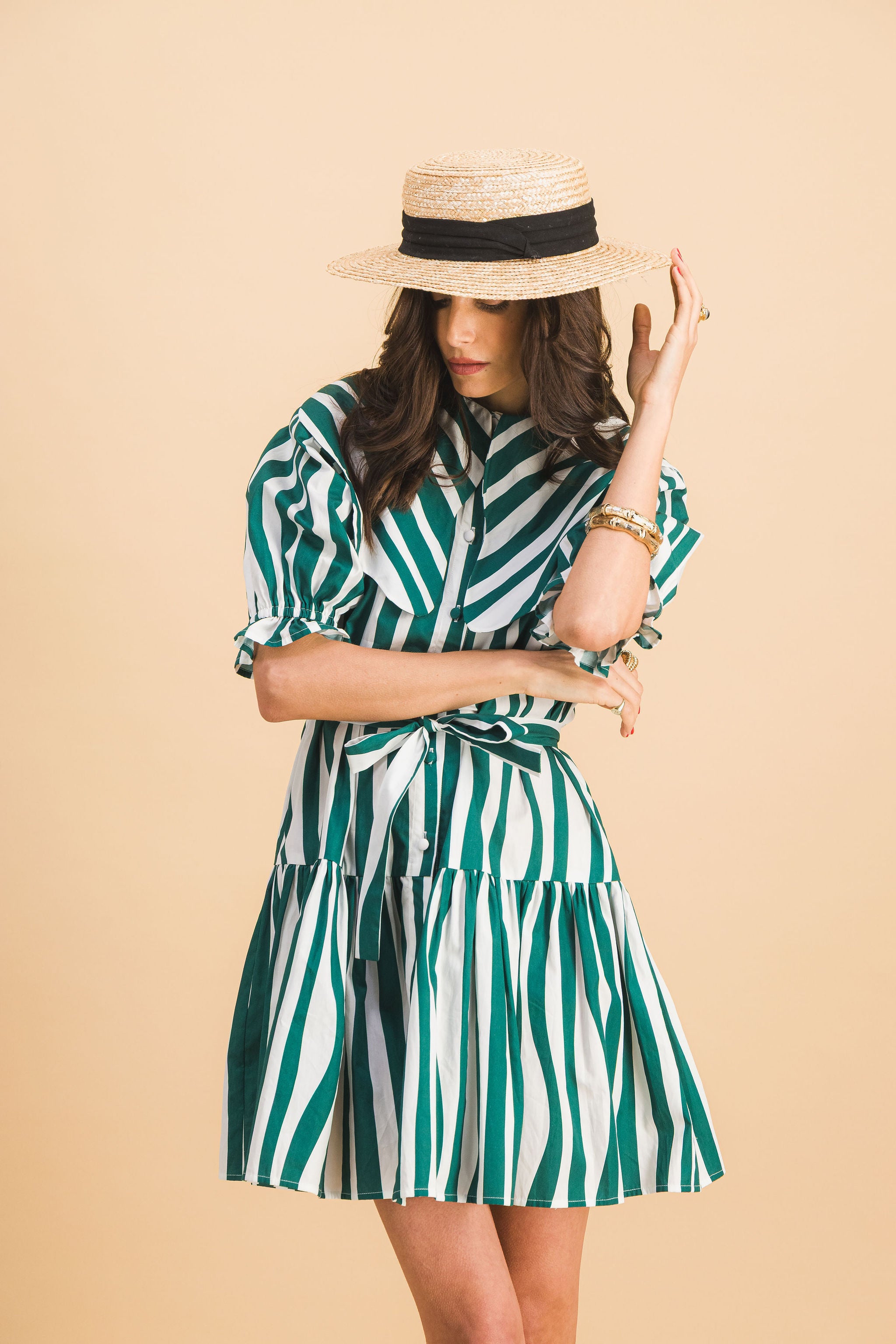 ROBE CHLOEBE GREEN LINES