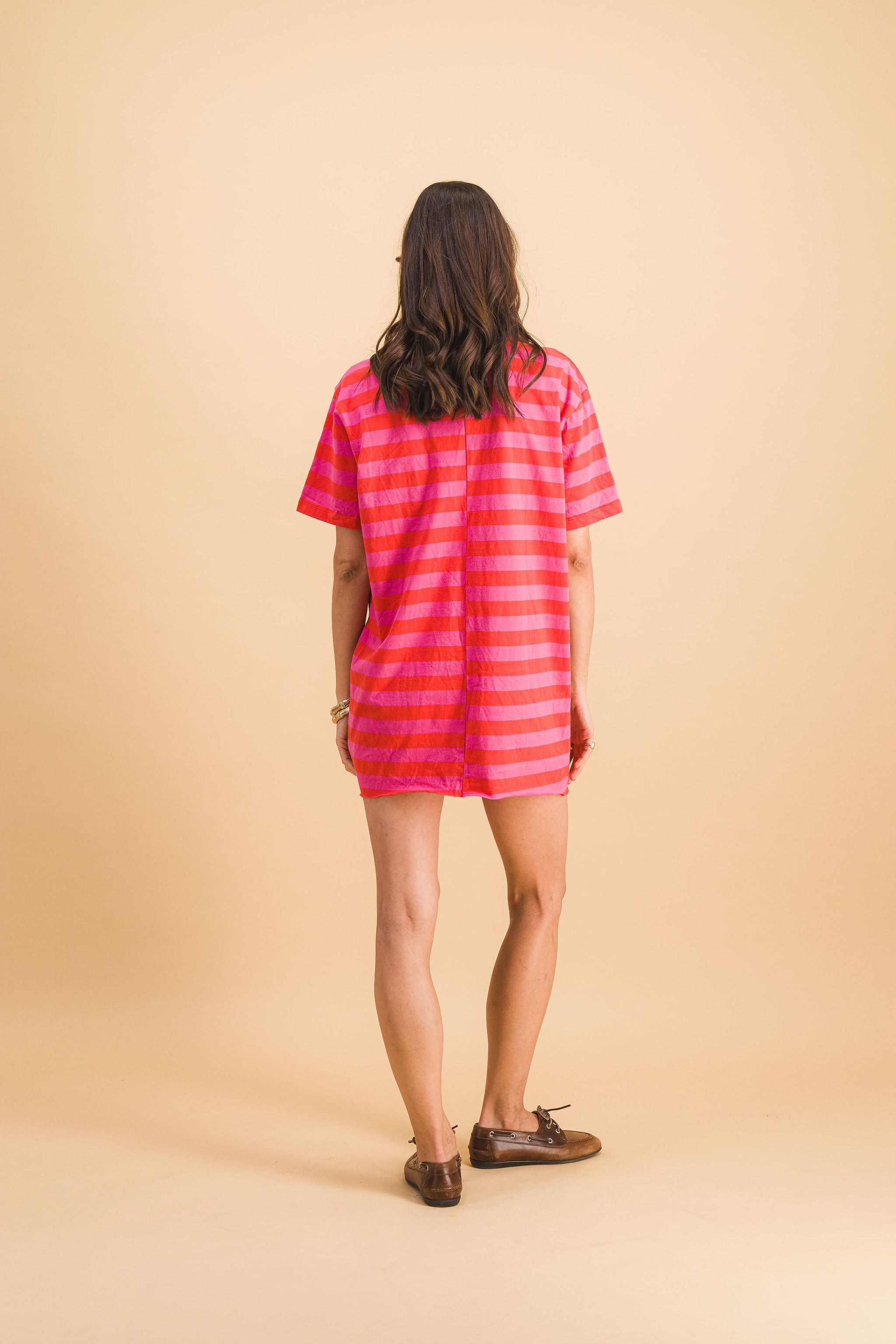 Robe Amalia Stripes Rose et Rouge