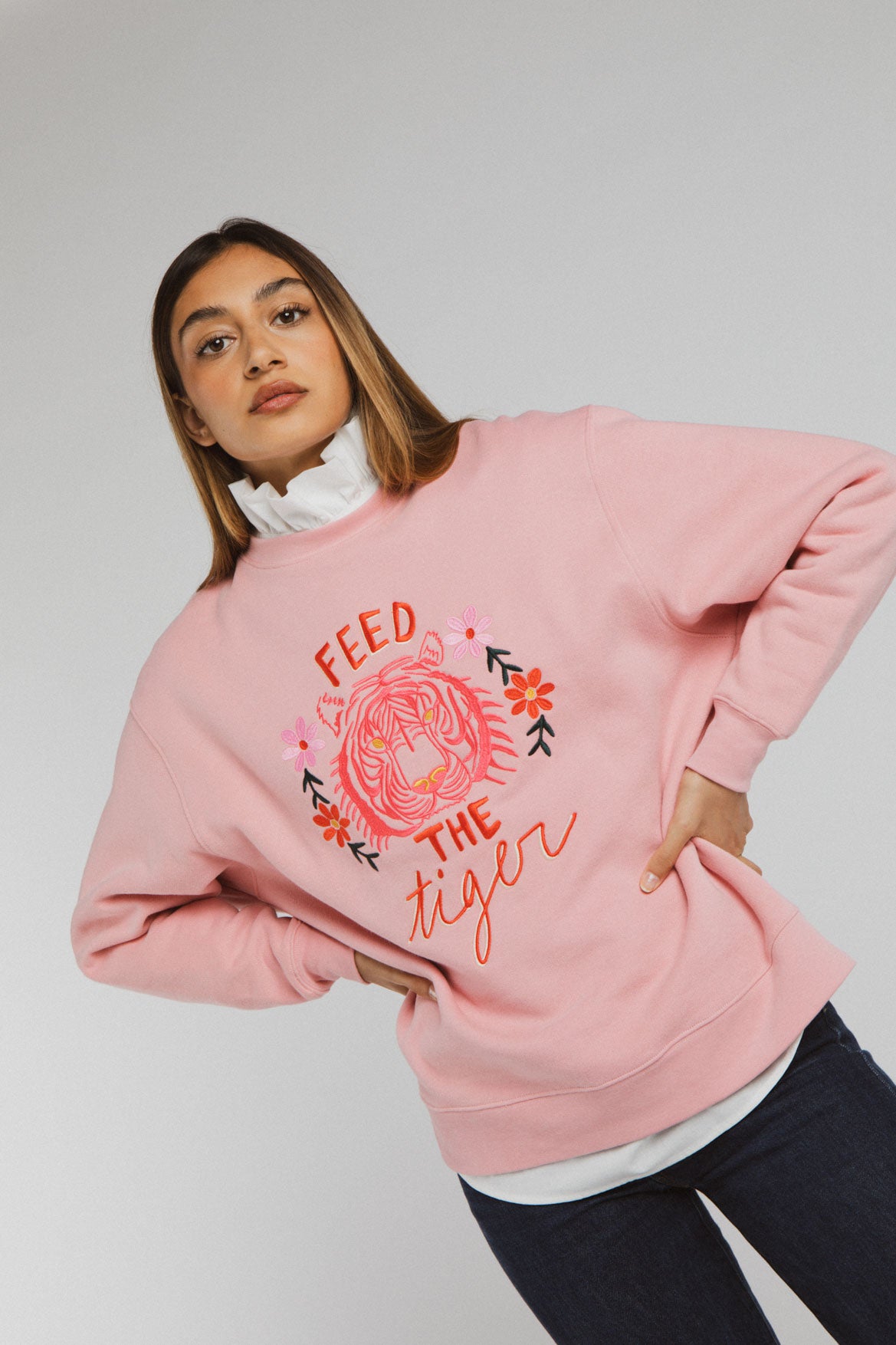 Sweat-shirt Thalia rose pâle