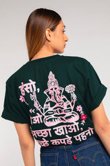 T-shirt Titya vert et rose