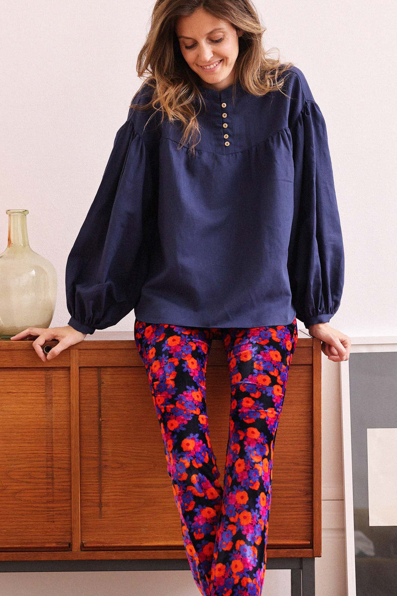 Alexandra navy blue blouse