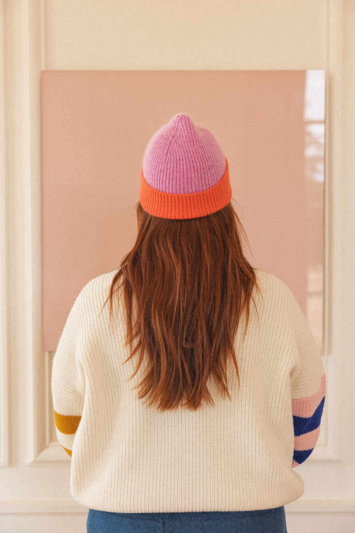 Bonnet Arthur rose et orange