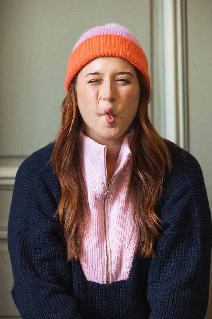 Bonnet Arthur rose et orange