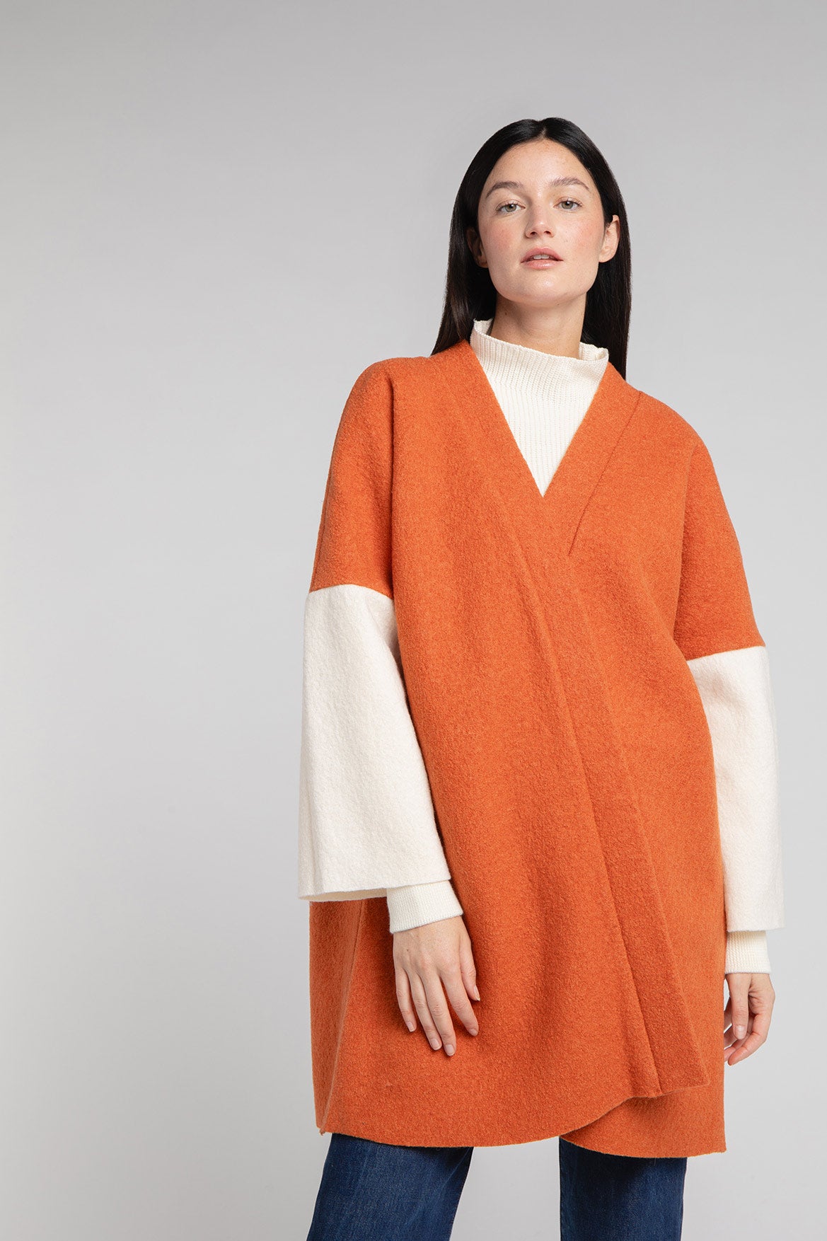 Veste Floriane écru et orange