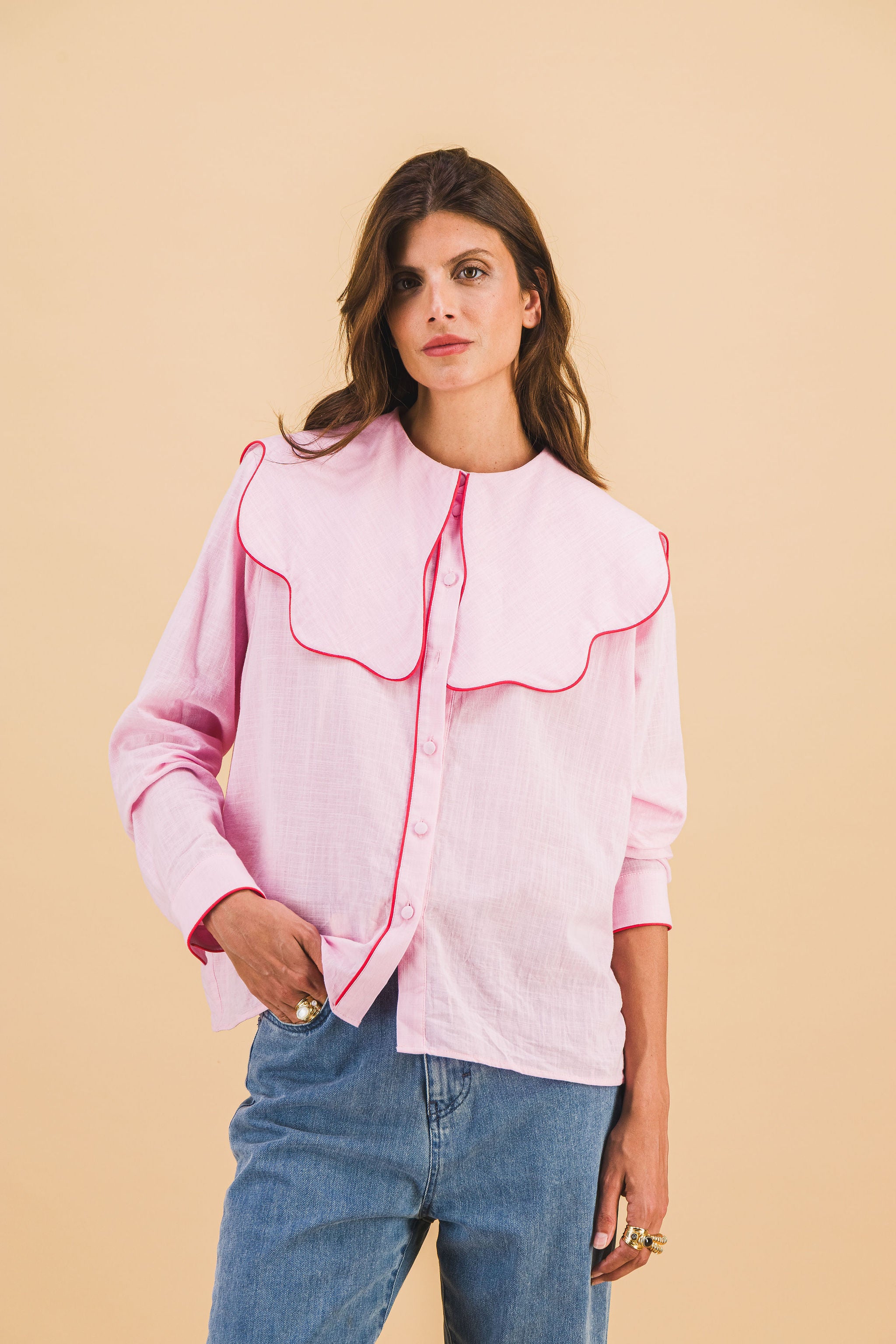 CHEMISE COL BABY PINK