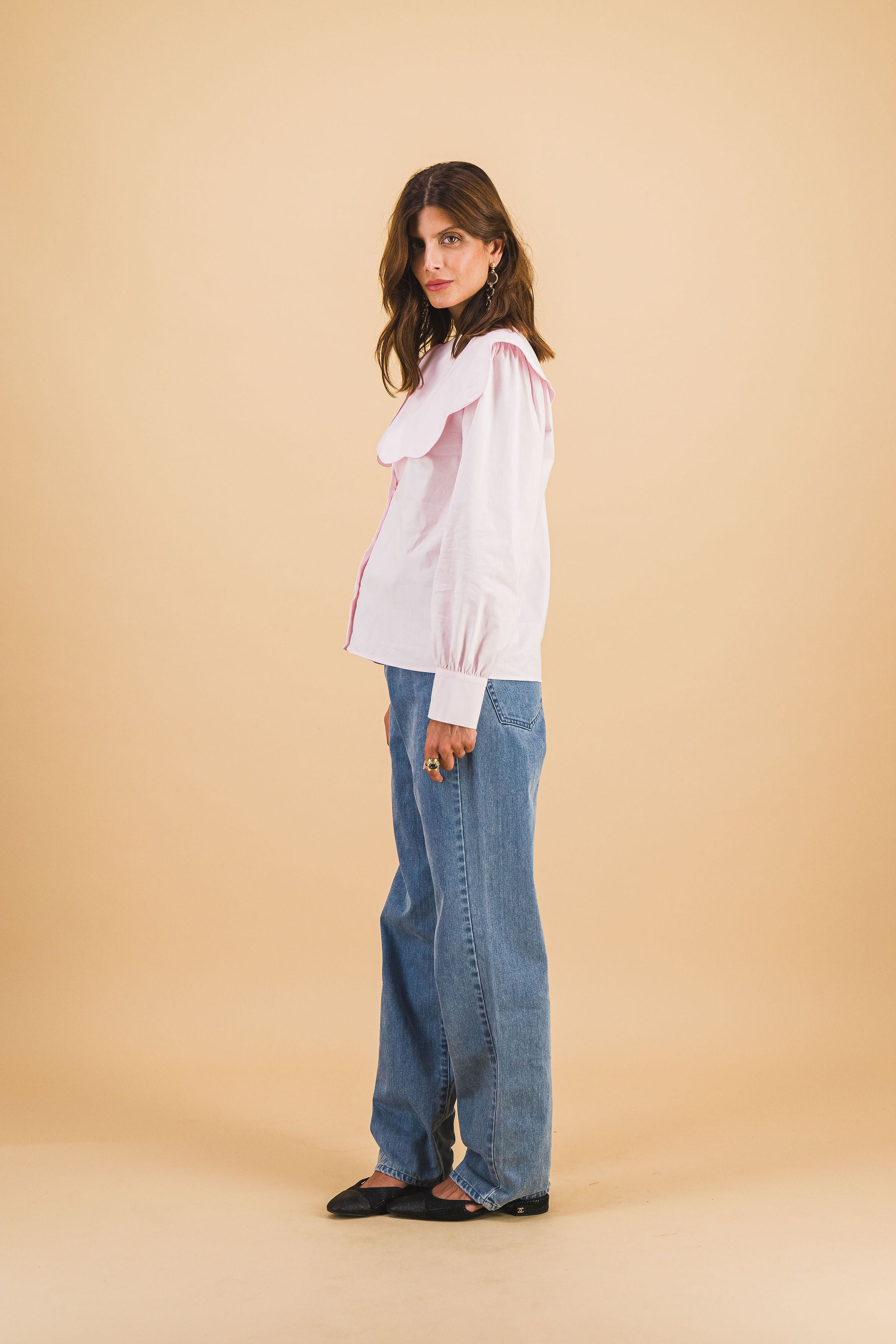 Chemise Col Rose Pâle