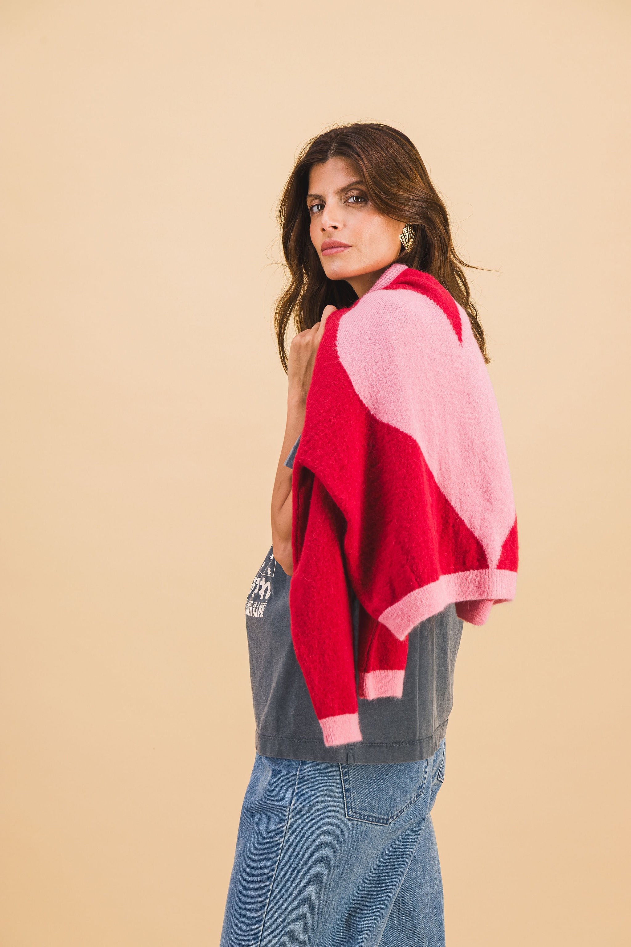 Cardigan Julia rouge et rose