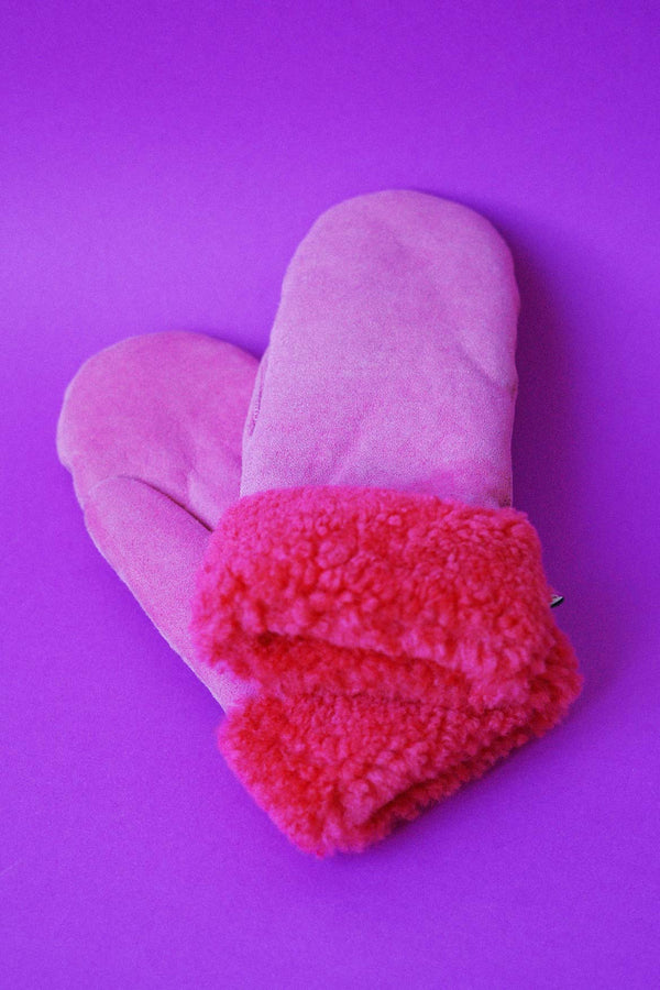 Moufles en peau de mouton watermelon - EXCLU BOUTIQUE