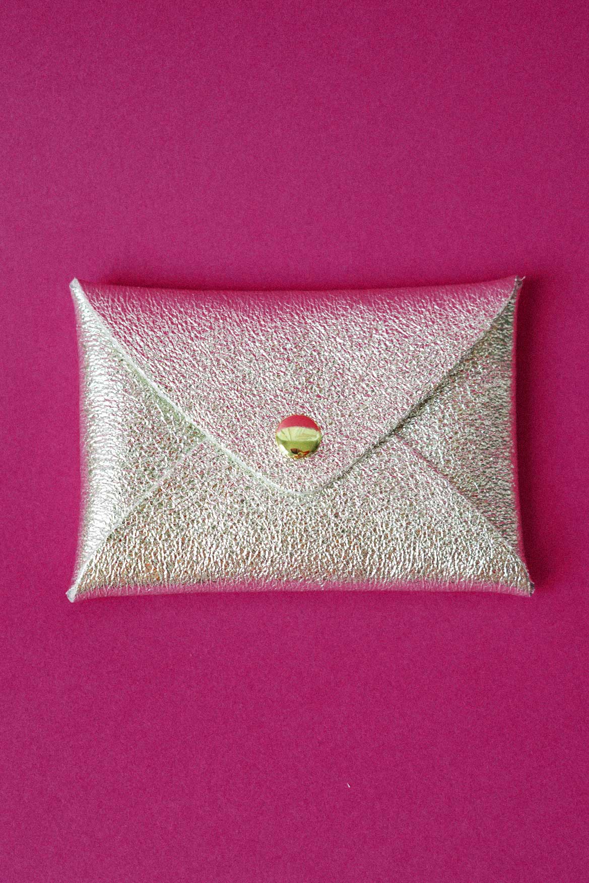 Champagne leather card holder