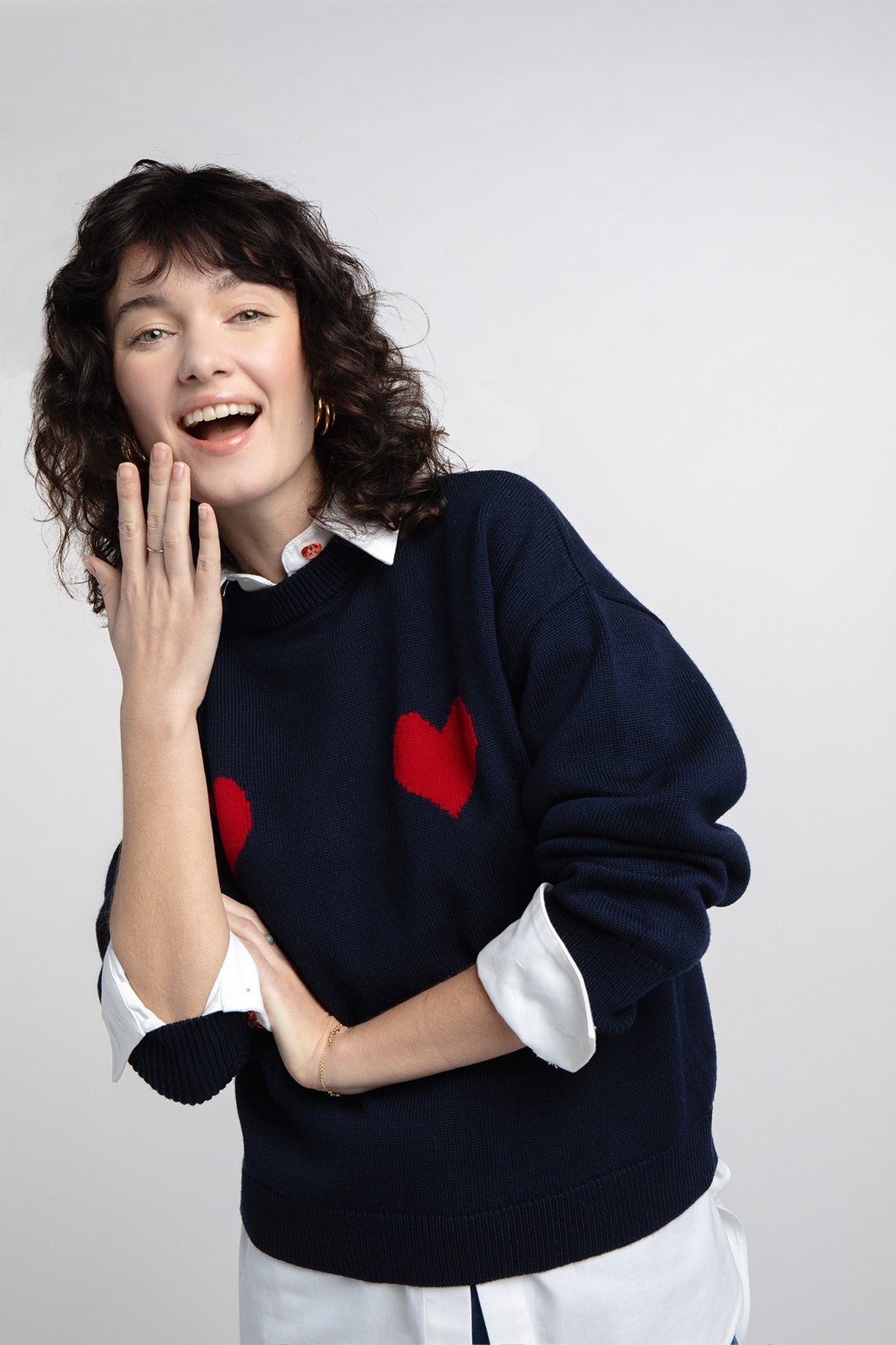 Chemise Blanche Coeurs Rouges Chemise Nour blanche à coeurs | Elise Chalmin