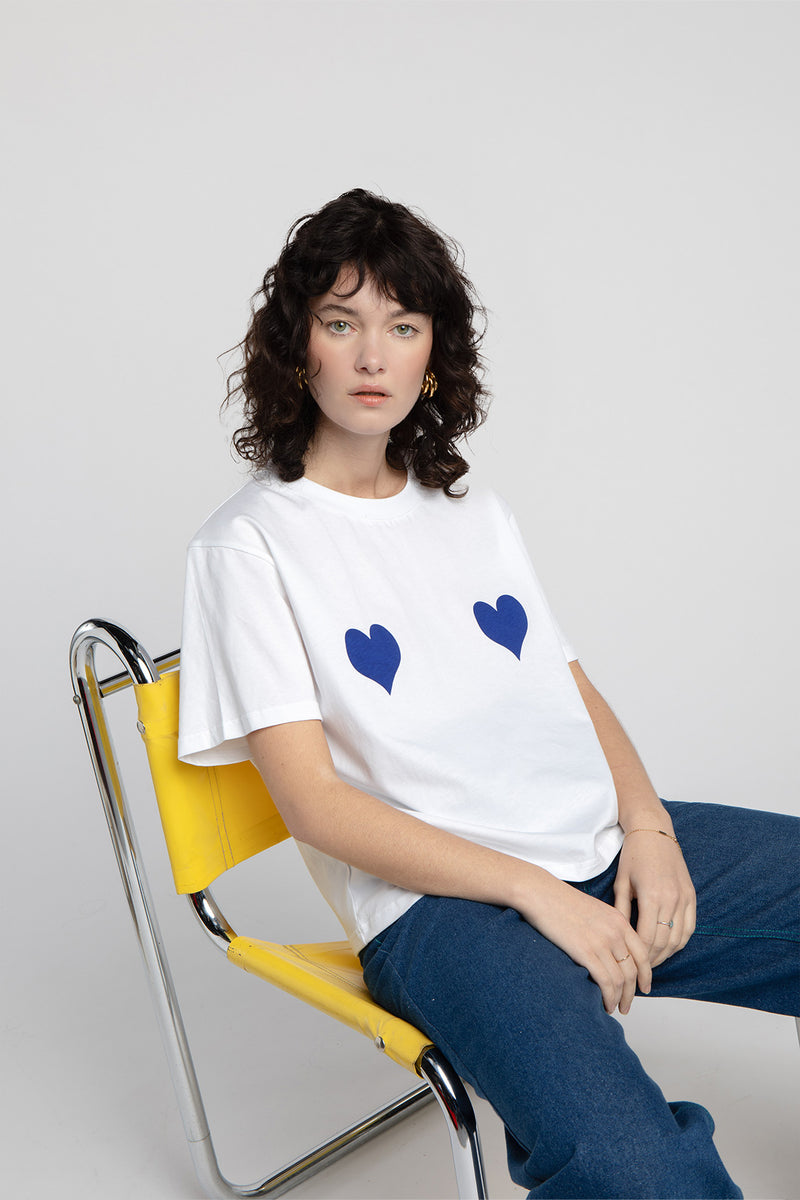 T-shirt Amira cœurs bleus