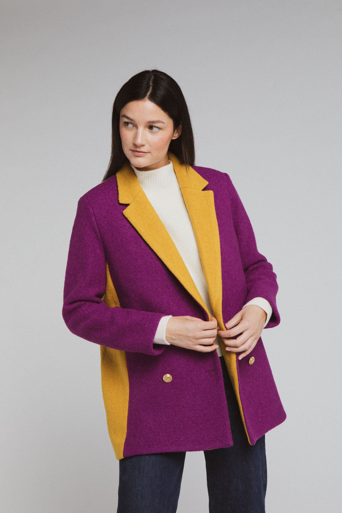 Maria jacket in purple and ochre