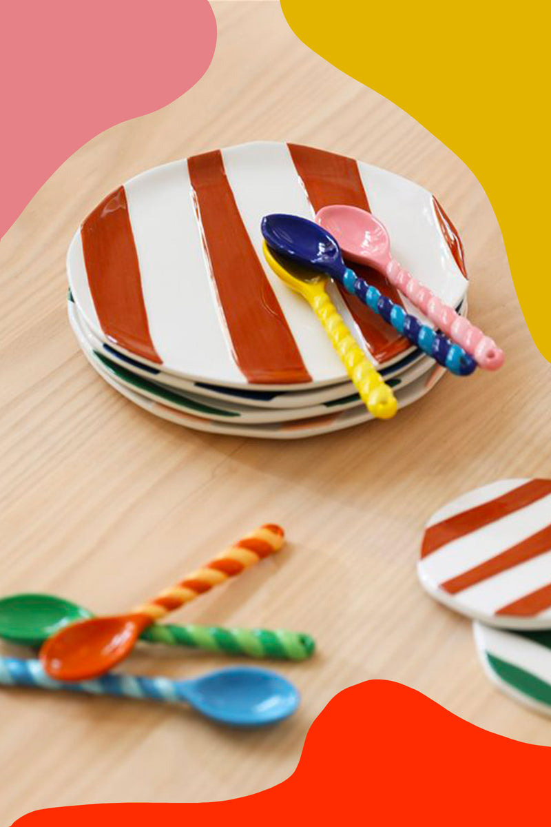 Set de 4 assiettes Oblique multicolores  - EXCLU BOUTIQUE
