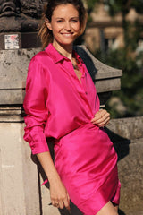 Chemise en soie Ava Fuchsia