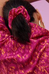 Chouchou Leopardo Pink en soie