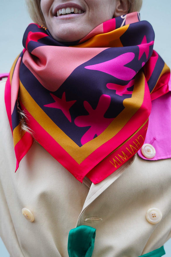 Foulard en soie Jerry Monto 90 x 90