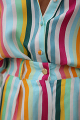 pantalon à rayures multicolores