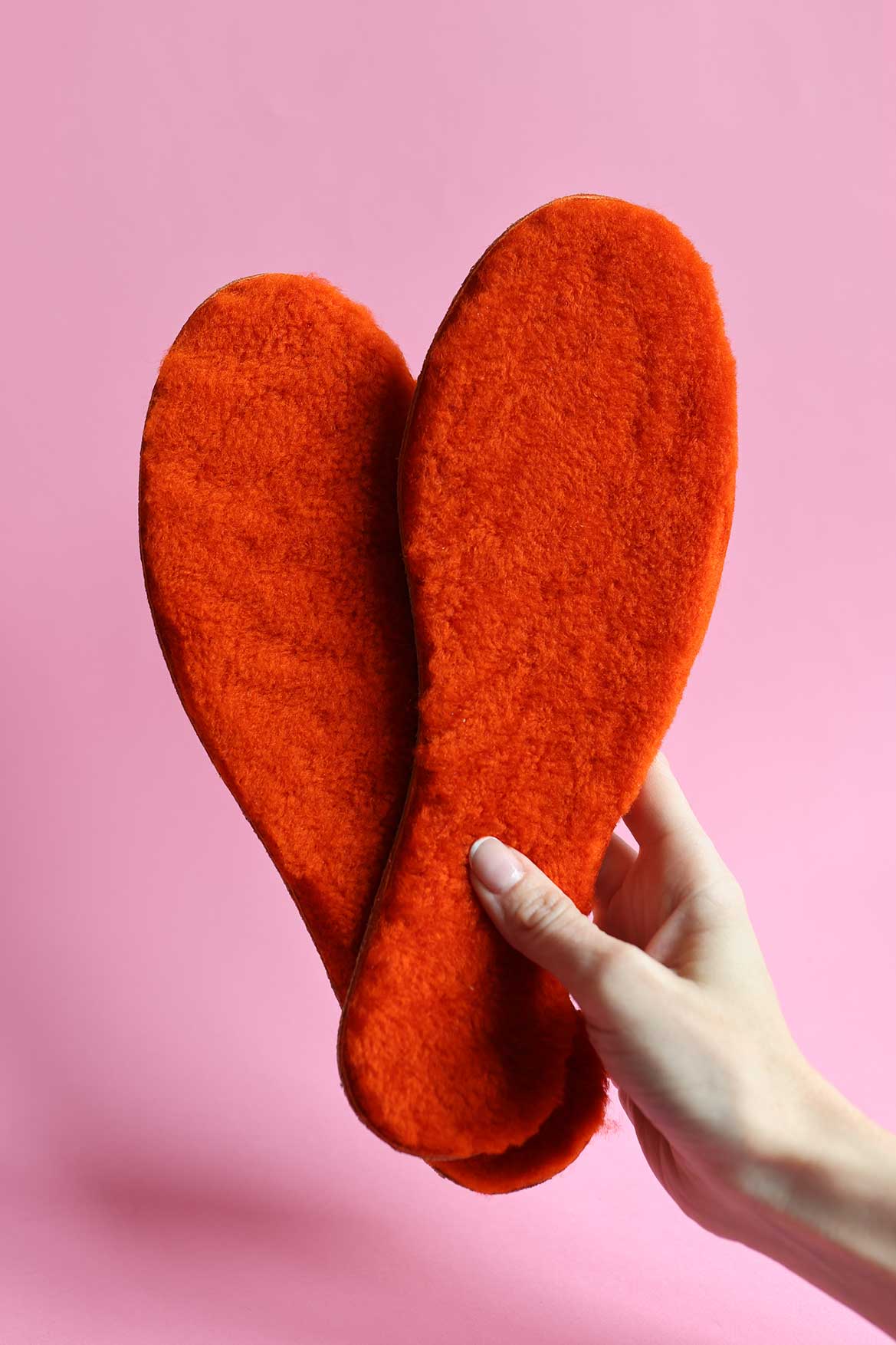 Orange sheepskin soles