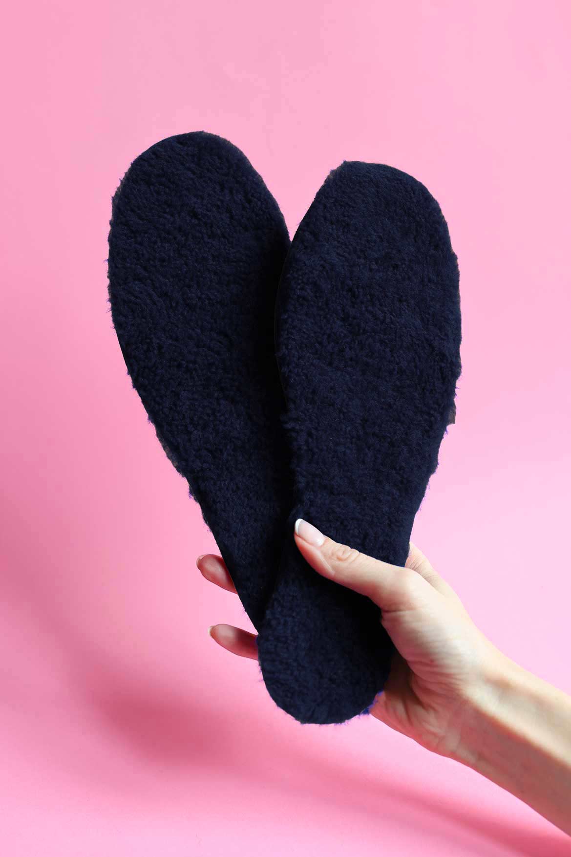 Children's navy sheepskin insoles